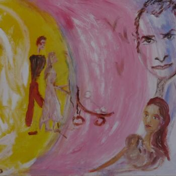 Schilderij getiteld "la vie et la mort" door Jacqueline Claux (Jaklinclo), Origineel Kunstwerk, Olie Gemonteerd op Frame voo…