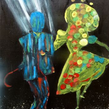 Schilderij getiteld "Pas de danse" door Jacqueline Claux (Jaklinclo), Origineel Kunstwerk, Olie Gemonteerd op Frame voor hou…