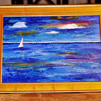 Pittura intitolato "Sailing The Blue" da Jacqueline Fitzgerald Ruiz, Opera d'arte originale, Acrilico
