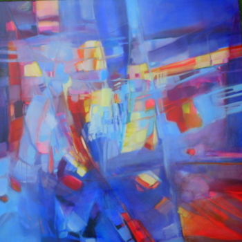 Painting titled "Transparences marin…" by Jacqueline Flumian, Original Artwork, Oil
