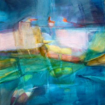 Pittura intitolato "Paysage abstrait" da Jacqueline Flumian, Opera d'arte originale, Olio