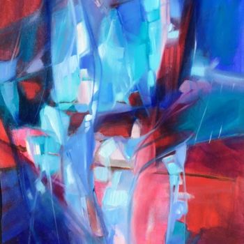 Картина под названием "Composition abstrai…" - Jacqueline Flumian, Подлинное произведение искусства, Масло Установлен на Дер…
