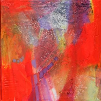 Картина под названием "Abstraction rouge" - Jacqueline Flumian, Подлинное произведение искусства, Акрил