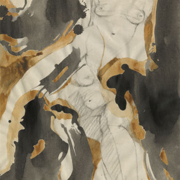 Картина под названием "Deux Femmes Nues" - Jacqueline Gomez, Подлинное произведение искусства, Чернила