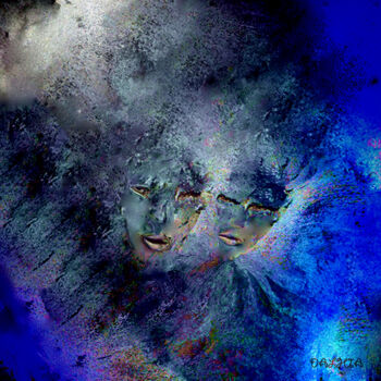 Arts numériques intitulée "L'amour bleu" par Jacqueline Jouan (Dalhia), Œuvre d'art originale, Peinture numérique