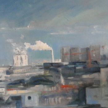 Painting titled "Vue de Beaubourg" by Jacqueline Jousse, Original Artwork, Oil