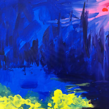 Peinture intitulée "Nuit de lune" par Jacqueline Poitevin, Œuvre d'art originale, Acrylique