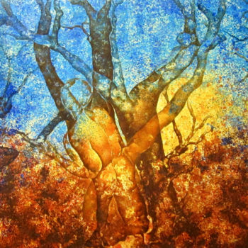 Peinture intitulée "Esprit de la forêt" par Jacqueline Reynier, Œuvre d'art originale, Huile