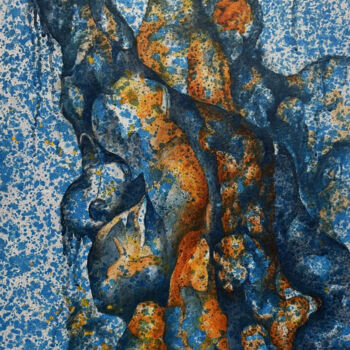 Peinture intitulée "Bleu grec" par Jacqueline Reynier, Œuvre d'art originale, Huile
