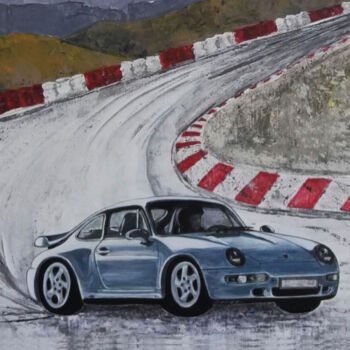 Painting titled "Porsche 911 - Carre…" by Jacqueline Ropars (Mondoloni), Original Artwork, Acrylic
