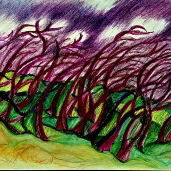 Tekening getiteld "L'ORAGE S'ANNONCE" door Jacqueline Sarah Uzan, Origineel Kunstwerk, Pastel