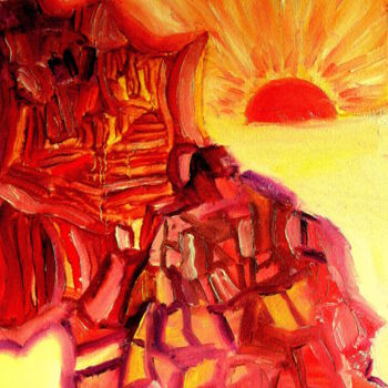 Peinture intitulée "Le Mont Sacré" par Jacqueline Sarah Uzan, Œuvre d'art originale, Huile