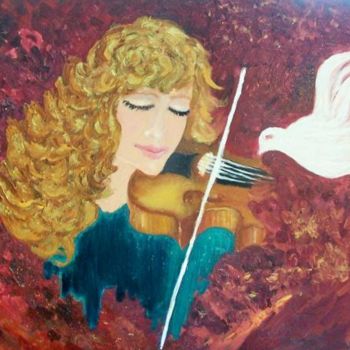 Painting titled "BERCEUSE D'ANTAN" by Jacqueline Sarah Uzan, Original Artwork, Oil