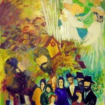 Pintura intitulada "le mariage" por Jacqueline Sarah Uzan, Obras de arte originais, Óleo