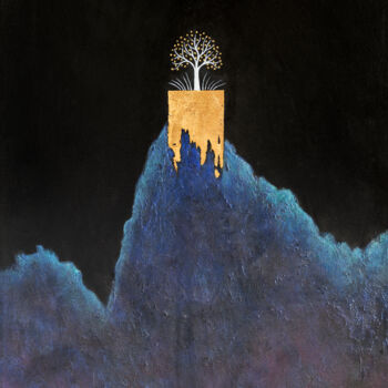 "La Montaña Azul" başlıklı Tablo Jacqueline Schreier tarafından, Orijinal sanat, Akrilik Ahşap panel üzerine monte edilmiş