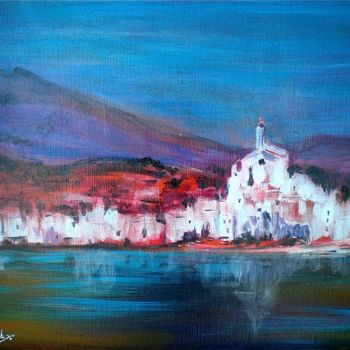 Painting titled "Cadaqués" by Jacqueline Baby, Original Artwork, Acrylic Mounted on Wood Stretcher frame