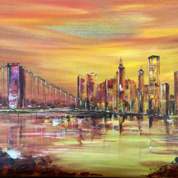 "Brooklyn bridge" başlıklı Tablo Jacqueline Baby tarafından, Orijinal sanat, Akrilik Ahşap Sedye çerçevesi üzerine monte edi…