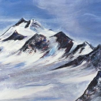 Schilderij getiteld "Montagne Wildspitze" door Jacqueline Baby, Origineel Kunstwerk, Acryl Gemonteerd op Frame voor houten b…
