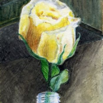 Pintura intitulada "La rose du lendemain" por Jacqueline Bellot, Obras de arte originais, Óleo