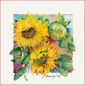 Painting titled "TOURNESOLS  n° 176" by Jacqueline Fontaine, Original Artwork