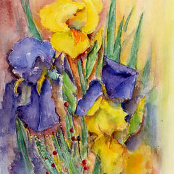 Painting titled "IRIS de TOURAINE" by Jacqueline Fontaine, Original Artwork