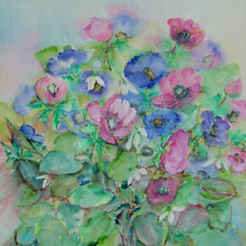 Painting titled "ANEMONNES" by Jacqueline Fontaine, Original Artwork