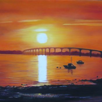Peinture intitulée "coucher de soleil "…" par Jacqueline Kerleau, Œuvre d'art originale, Pastel Monté sur Autre panneau rigi…