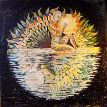 Pittura intitolato "mandala-8-la-source…" da Jacqueline Klocke, Opera d'arte originale, Acrilico