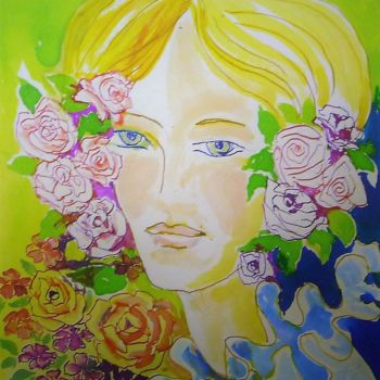 Painting titled "Flore" by Jacqueline Klocke, Original Artwork, Ink