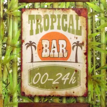Collages intitulée "Ambiance tropicale" par Jacqueline Morandini, Œuvre d'art originale, Collages Monté sur Châssis en bois