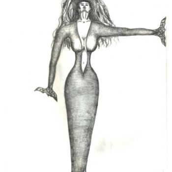 Drawing titled "Mermaid Woman" by Jacqueline Nalett, Original Artwork, Other