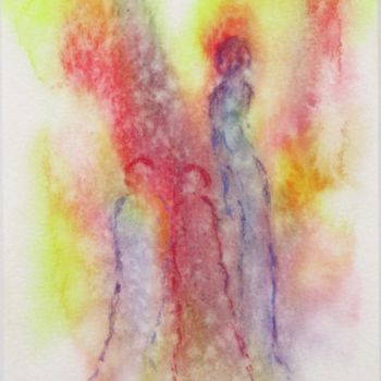 Painting titled "Perles de Lumière 7" by Jacqueline Pascaud, Original Artwork, Watercolor Mounted on Other rigid panel