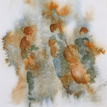 「Musicien 1」というタイトルの絵画 Jacqueline Pascaudによって, オリジナルのアートワーク, 水彩画 その他の剛性パネルにマウント