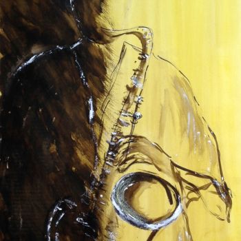 Peinture intitulée "Jazz 1" par Jacqueline Pascaud, Œuvre d'art originale, Encre Monté sur Carton