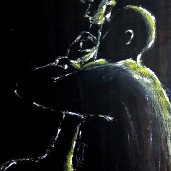 Painting titled "Jazz 3" by Jacqueline Pascaud, Original Artwork, Ink Mounted on Cardboard
