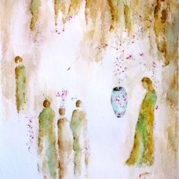 Painting titled "Aquarelle 6" by Jacqueline Pascaud, Original Artwork, Watercolor Mounted on Other rigid panel