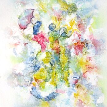 Painting titled "Technique mixte 24" by Jacqueline Pascaud, Original Artwork, Watercolor