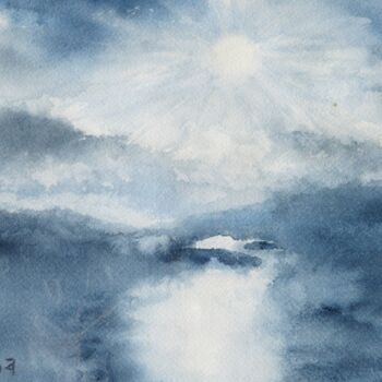 Malerei mit dem Titel "Paysage intérieur 5" von Jacqueline Pascaud, Original-Kunstwerk, Aquarell Auf Andere starre Platte mo…