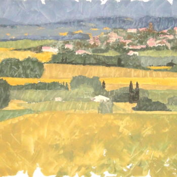 Painting titled "Villasavary village…" by Jacques Alberny, Original Artwork