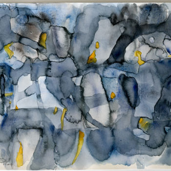 Ζωγραφική με τίτλο "bleue" από Jacques Pierre Andreani, Αυθεντικά έργα τέχνης, Ακουαρέλα