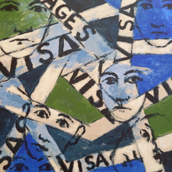 Painting titled "visages" by Jacques Pierre Andreani, Original Artwork, Acrylic Mounted on Wood Stretcher frame