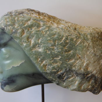 Skulptur mit dem Titel "chevelure au vent…" von Jacques Bourdon (JAQ), Original-Kunstwerk, Stein
