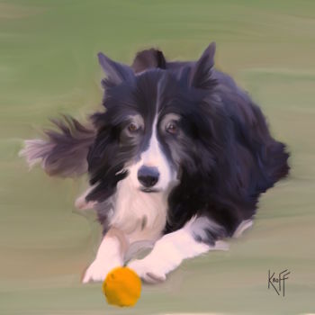 Digital Arts titled "oxo - chien" by Kroff, Original Artwork, Digital Painting
