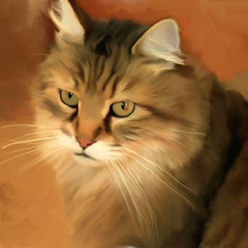 Arts numériques intitulée "chat tigré" par Kroff, Œuvre d'art originale, Peinture numérique