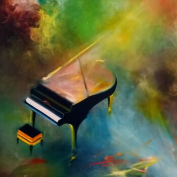 Pintura titulada "LE PIANO" por Jacques Chamard, Obra de arte original, Oleo