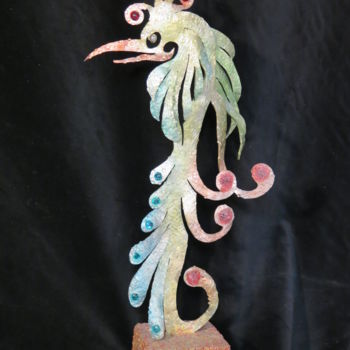 Sculpture titled "Oiseau  paradisiaque" by Les Aluminations, Original Artwork, Metals