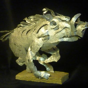 Sculpture intitulée "Sanglier" par Les Aluminations, Œuvre d'art originale, Métaux