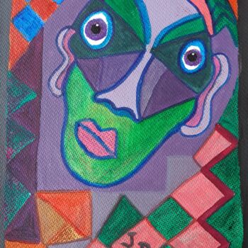 Schilderij getiteld "L'Homme Vert" door Jacques Desvaux (JD), Origineel Kunstwerk, Acryl