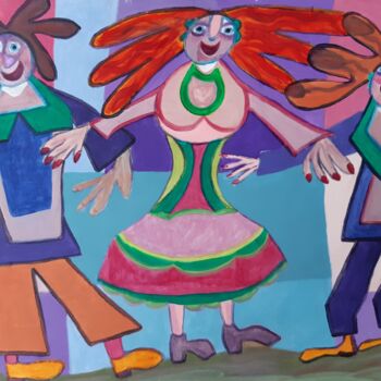Painting titled "La Danse Folklorique" by Jacques Desvaux (JD), Original Artwork, Acrylic