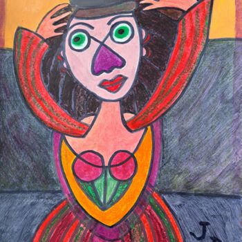 Painting titled "La Perrette Brune" by Jacques Desvaux (JD), Original Artwork, Acrylic